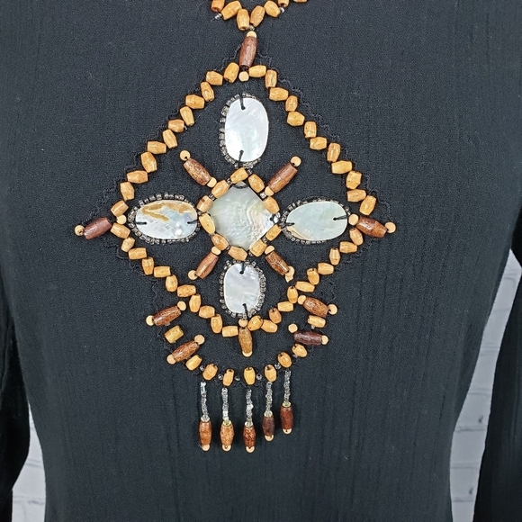 Anthony Design Womens Dress Size S Black Midi Boho Ethnic Hippie Grunge Art Deco - Picture 7 of 14